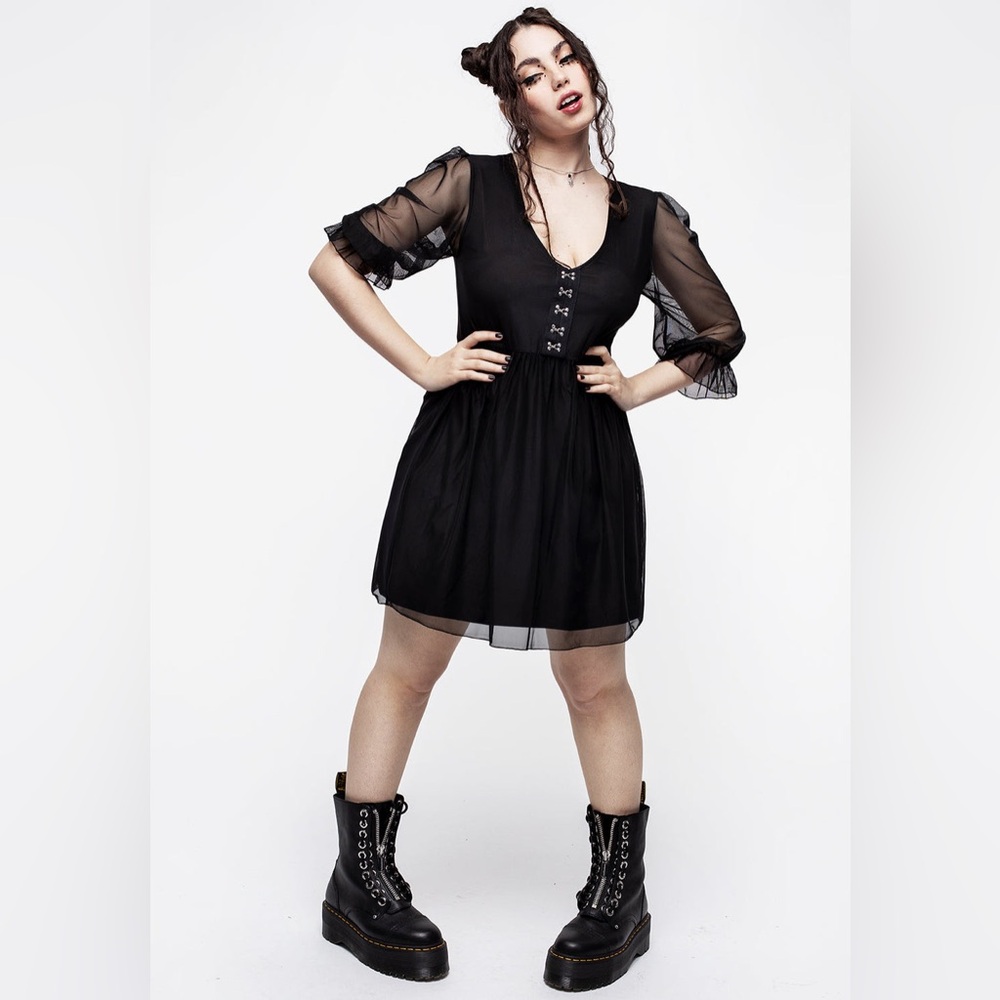 Disturbia Sisterhood Ruched Hook & Eye Mini Skater Dress US 4 / UK 8
